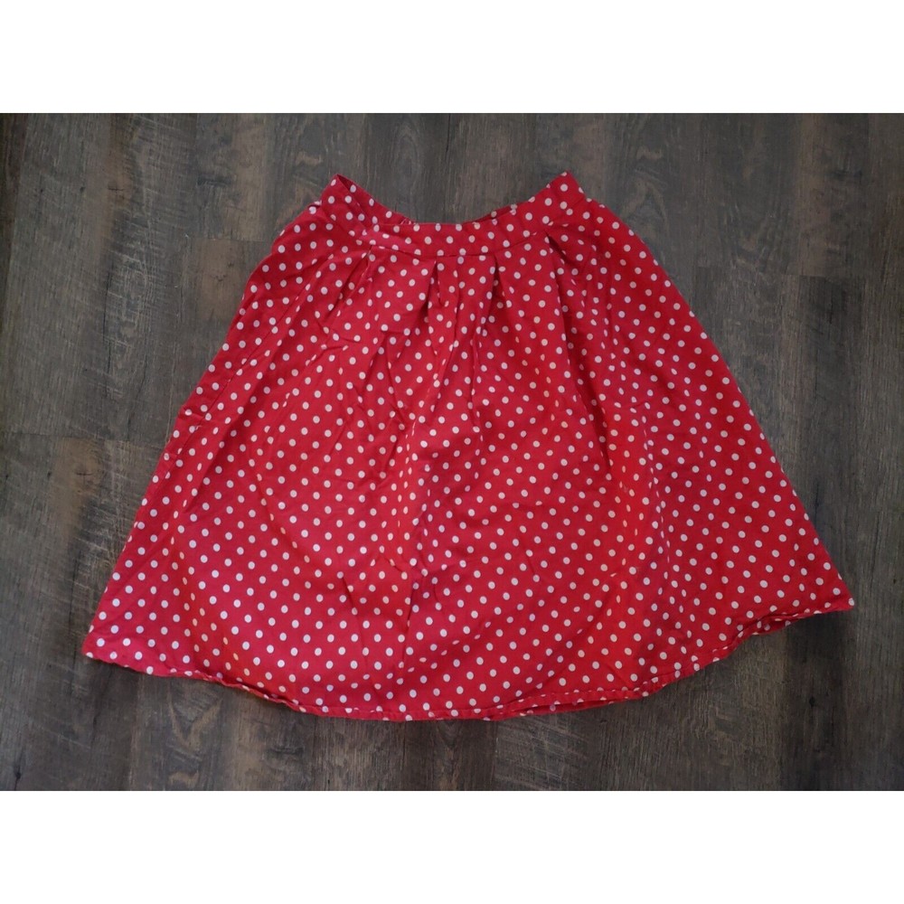 Red Polka Dot Flare Poodle Type Skirt, S